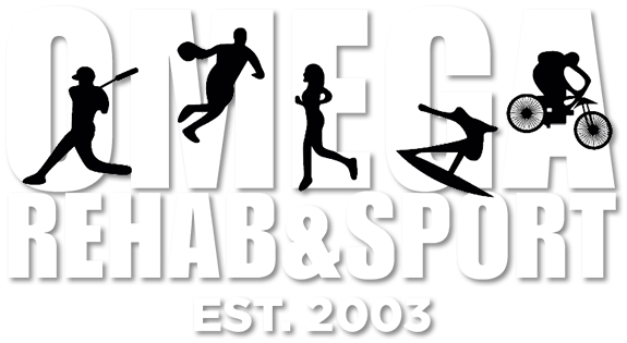 Omega Rehab & Sport Logo Large White - Physical Therapy Version